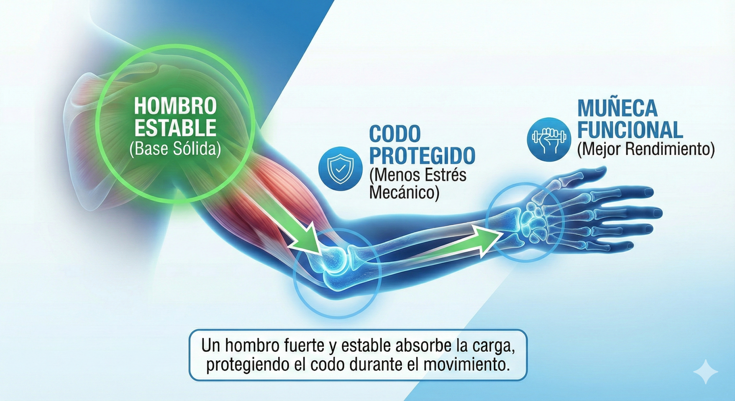 Error a evitar para tratar la epicondilitis con ejercicio terapéutico en fisioterapia: tratar articulaciones adyacentes como el hombro