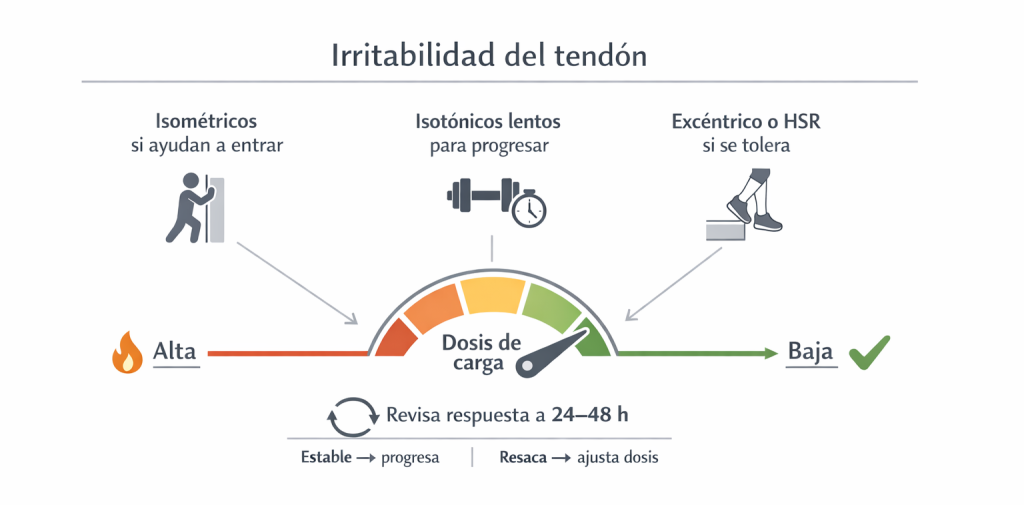 La irritabilidad del tendón será fundamental a la hora de determinar si los ejercicios excéntricos tienen sentido en el paciente con tendinopatía que estás tratando