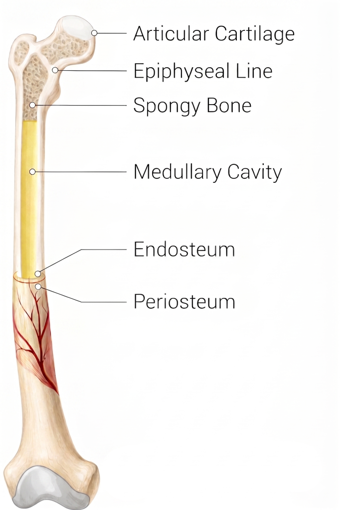 Imagen anatómica para ver qué es el periostio
