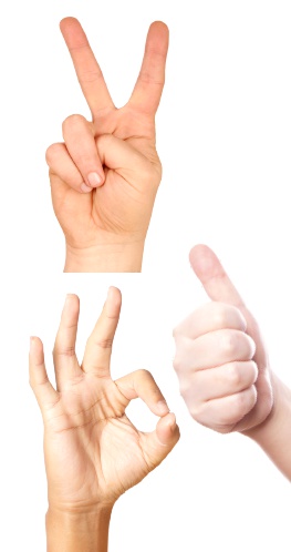 Diferentes posiciones de los dedos como prueba Diferentes posiciones de los dedos como prueba