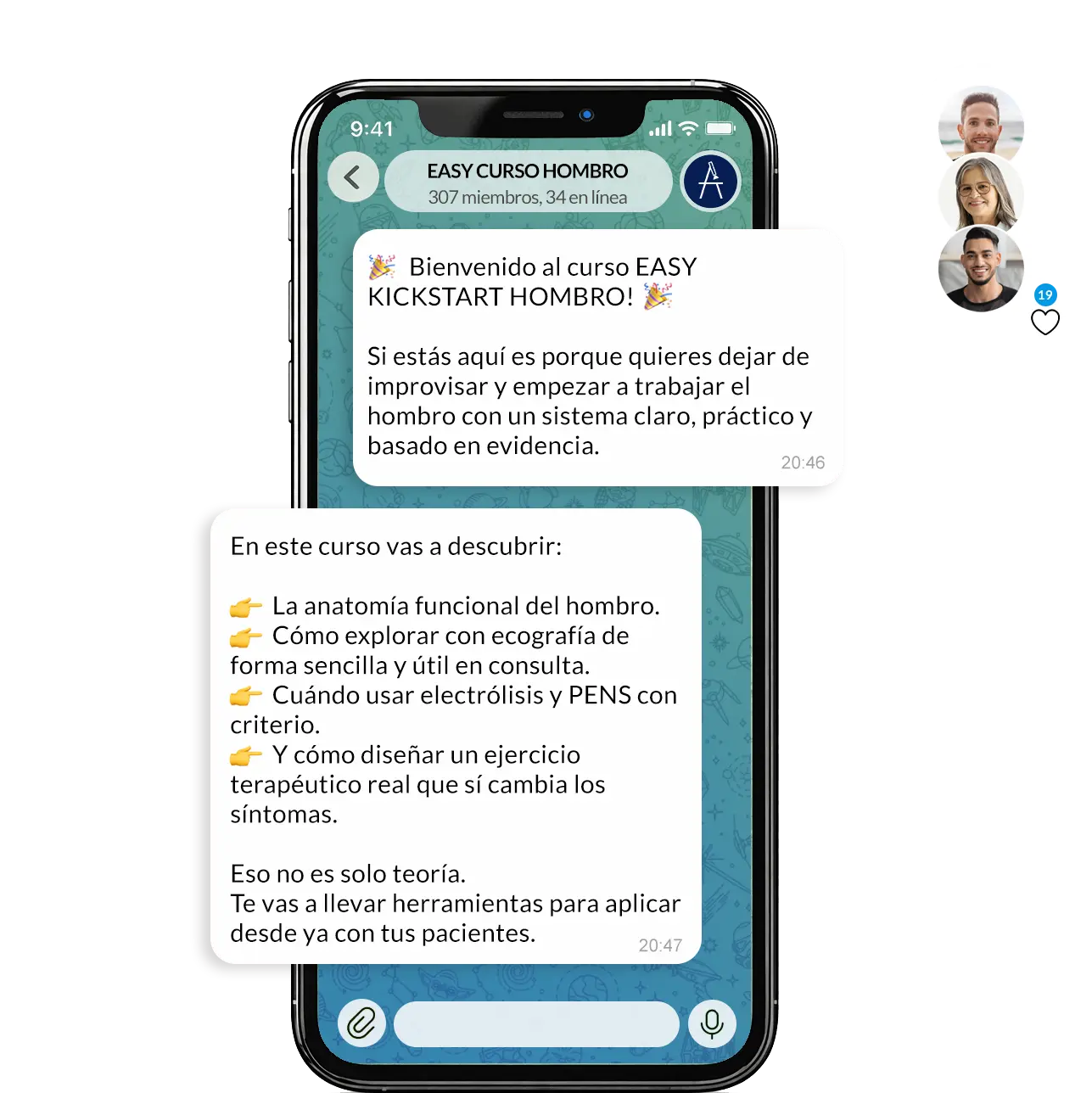 Comunidad privada de telegram para curso hombro
